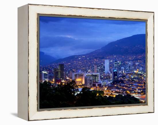 Medellin, Colombia, Elevated View of Downtown Medellin, Aburra Valley Surrounded by the Andes Mount-John Coletti-Framed Premier Image Canvas