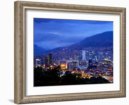 Medellin, Colombia, Elevated View of Downtown Medellin, Aburra Valley Surrounded by the Andes Mount-John Coletti-Framed Photographic Print