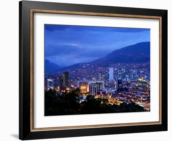 Medellin, Colombia, Elevated View of Downtown Medellin, Aburra Valley Surrounded by the Andes Mount-John Coletti-Framed Photographic Print