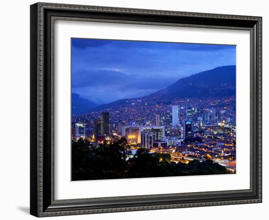 Medellin, Colombia, Elevated View of Downtown Medellin, Aburra Valley Surrounded by the Andes Mount-John Coletti-Framed Photographic Print