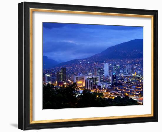 Medellin, Colombia, Elevated View of Downtown Medellin, Aburra Valley Surrounded by the Andes Mount-John Coletti-Framed Photographic Print