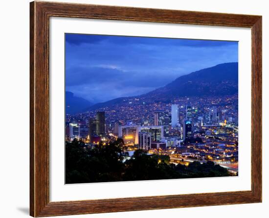 Medellin, Colombia, Elevated View of Downtown Medellin, Aburra Valley Surrounded by the Andes Mount-John Coletti-Framed Photographic Print