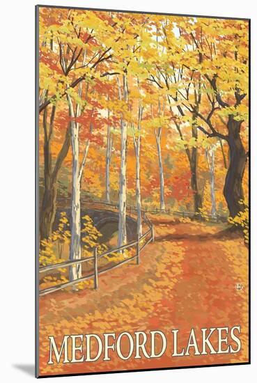 Medford Lake, New Jersey - Fall Colors Scene-Lantern Press-Mounted Art Print