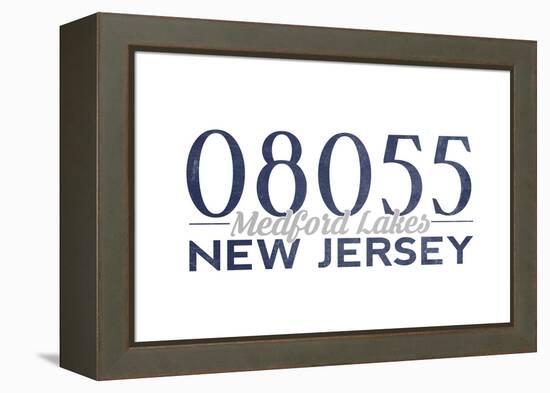 Medford Lakes, New Jersey - 08055 Zip Code (Blue)-Lantern Press-Framed Stretched Canvas