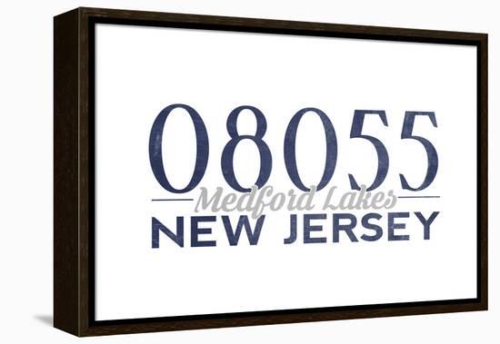 Medford Lakes, New Jersey - 08055 Zip Code (Blue)-Lantern Press-Framed Stretched Canvas