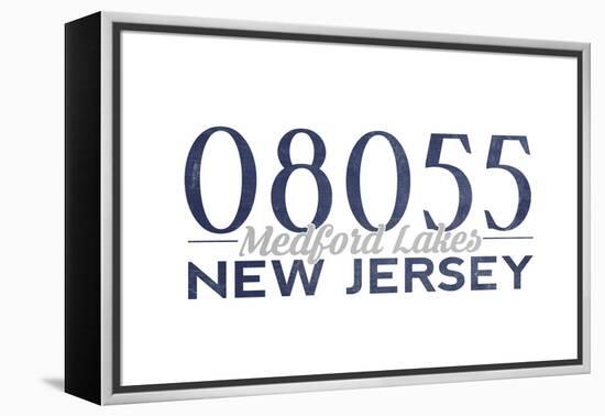 Medford Lakes, New Jersey - 08055 Zip Code (Blue)-Lantern Press-Framed Stretched Canvas