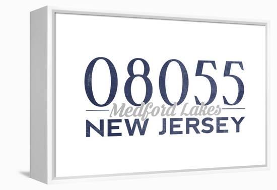 Medford Lakes, New Jersey - 08055 Zip Code (Blue)-Lantern Press-Framed Stretched Canvas