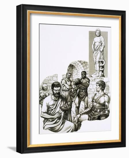 Medic at the Gladiatorial Games Patches Up Survivors-Pat Nicolle-Framed Giclee Print