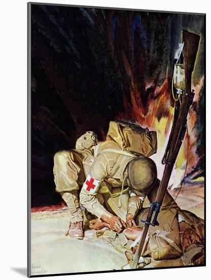 "Medic Treating Injured in Field," March 11, 1944-Mead Schaeffer-Mounted Giclee Print