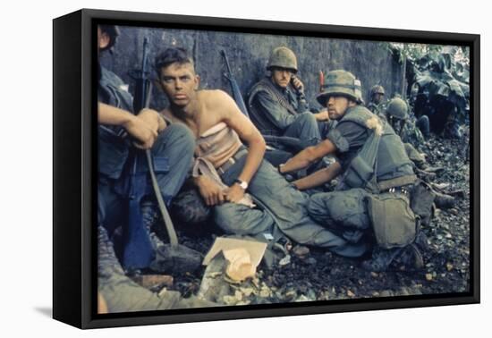 Medic Treats a US Marine's Wounds During Operation Hue City, Tet Offensive, Feb. 1969-null-Framed Stretched Canvas