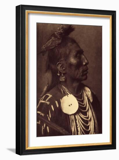 Medicine Crow, Apsaroke. the Falcon Tied to its Head is a Way of Carrying the Symbol of its Guardia-Edward Sheriff Curtis-Framed Giclee Print
