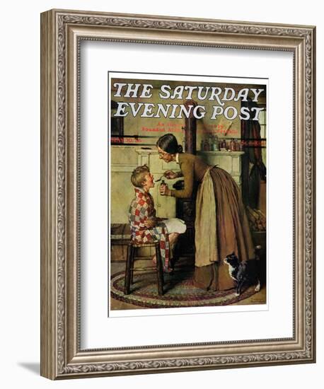 "Medicine Giver" "Take Your Medicine" Saturday Evening Post Cover, May 30,1936-Norman Rockwell-Framed Giclee Print