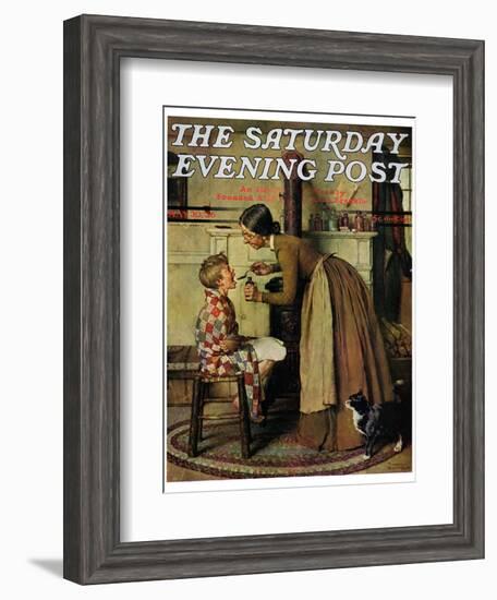 "Medicine Giver" "Take Your Medicine" Saturday Evening Post Cover, May 30,1936-Norman Rockwell-Framed Giclee Print