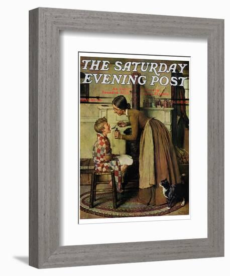 "Medicine Giver" "Take Your Medicine" Saturday Evening Post Cover, May 30,1936-Norman Rockwell-Framed Giclee Print