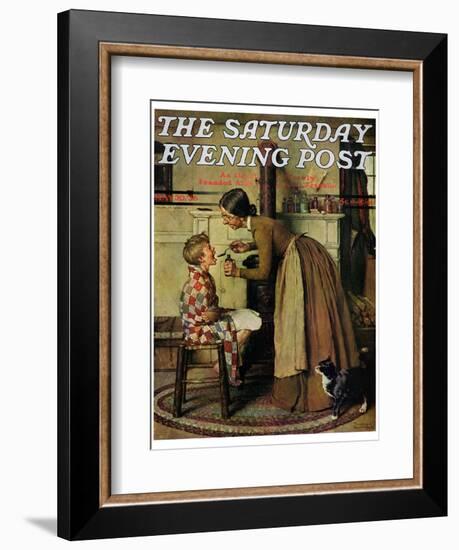 "Medicine Giver" "Take Your Medicine" Saturday Evening Post Cover, May 30,1936-Norman Rockwell-Framed Giclee Print