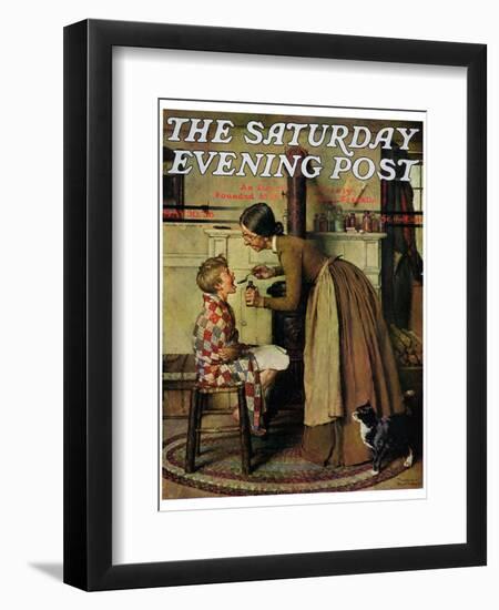 "Medicine Giver" "Take Your Medicine" Saturday Evening Post Cover, May 30,1936-Norman Rockwell-Framed Giclee Print