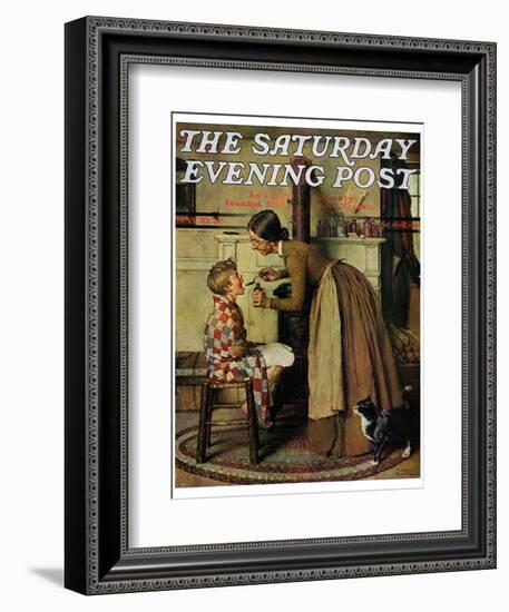 "Medicine Giver" "Take Your Medicine" Saturday Evening Post Cover, May 30,1936-Norman Rockwell-Framed Giclee Print