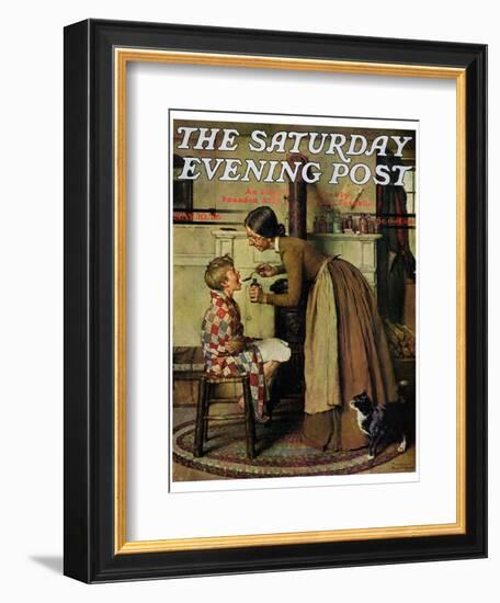 "Medicine Giver" "Take Your Medicine" Saturday Evening Post Cover, May 30,1936-Norman Rockwell-Framed Giclee Print