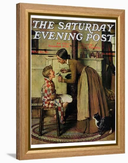 "Medicine Giver" "Take Your Medicine" Saturday Evening Post Cover, May 30,1936-Norman Rockwell-Framed Premier Image Canvas