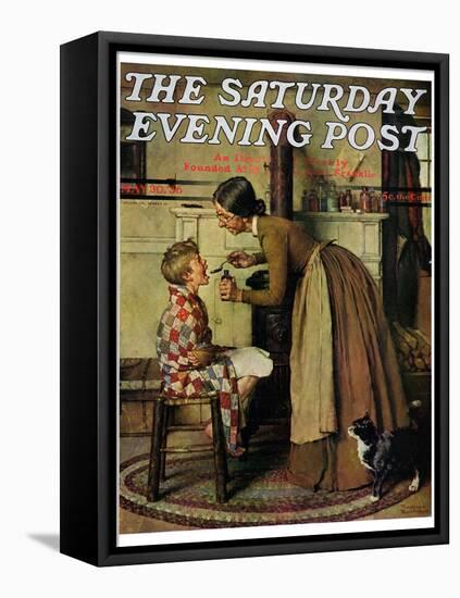 "Medicine Giver" "Take Your Medicine" Saturday Evening Post Cover, May 30,1936-Norman Rockwell-Framed Premier Image Canvas
