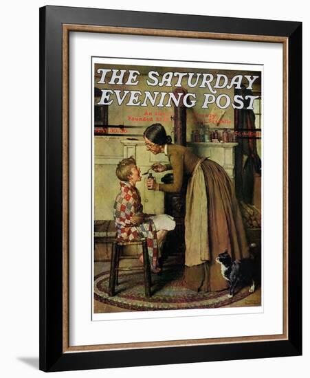 "Medicine Giver" "Take Your Medicine" Saturday Evening Post Cover, May 30,1936-Norman Rockwell-Framed Giclee Print