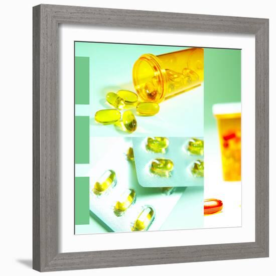 Medicine Pills and Bottles-null-Framed Photographic Print