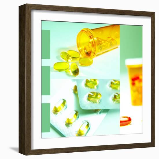 Medicine Pills and Bottles-null-Framed Photographic Print