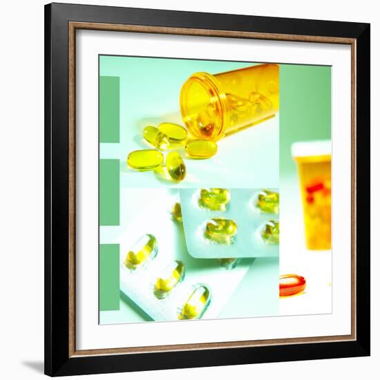 Medicine Pills and Bottles-null-Framed Photographic Print