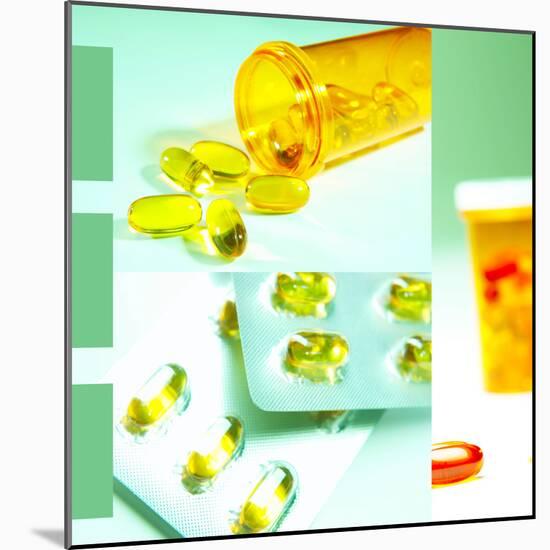 Medicine Pills and Bottles-null-Mounted Photographic Print