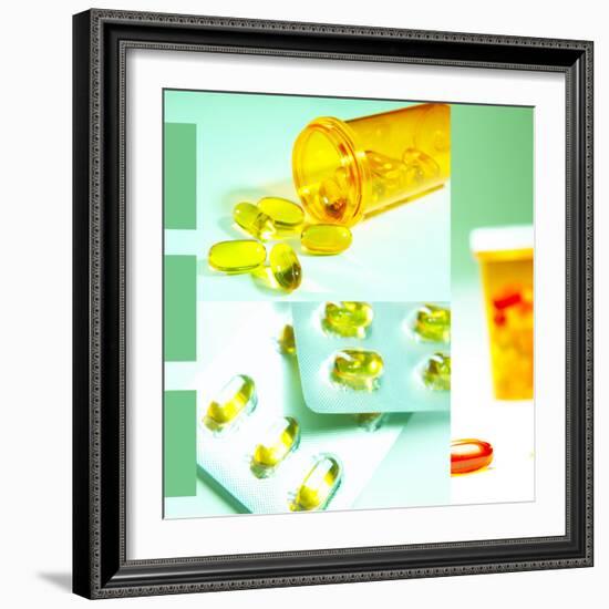 Medicine Pills and Bottles-null-Framed Photographic Print