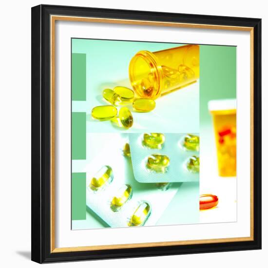 Medicine Pills and Bottles-null-Framed Photographic Print