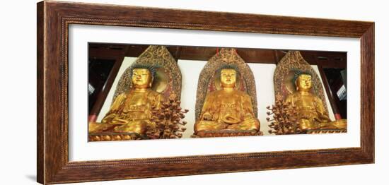 Medicine, Sakyamuni and Amithaba Gold Buddha Statues, Heavenly King Hall, Shanghai, China-Gavin Hellier-Framed Photographic Print