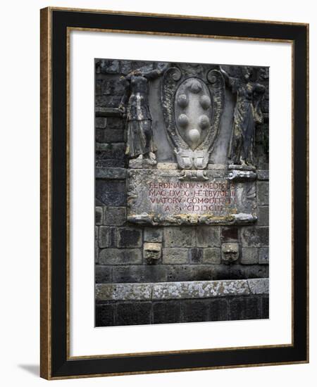 Medicis Coat of Arms on Fountain in Val D'Orcia, Natural, Artistic and Cultural Park-null-Framed Giclee Print