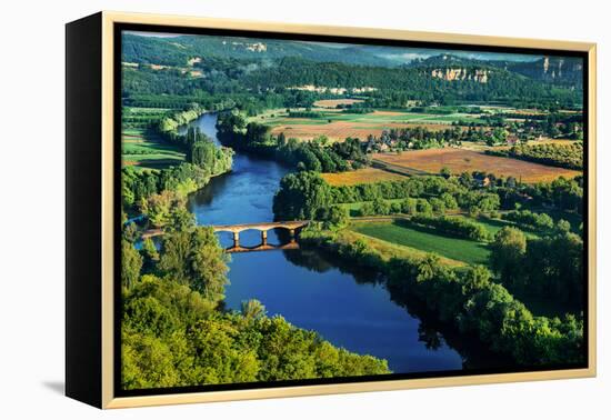 Medieval Bridge over the Dordogne River Perigord France-OSTILL-Framed Premier Image Canvas