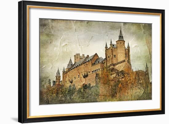 Medieval Castle Alcazar, Segovia,Spain- Picture In Paintig Style-Maugli-l-Framed Premium Giclee Print