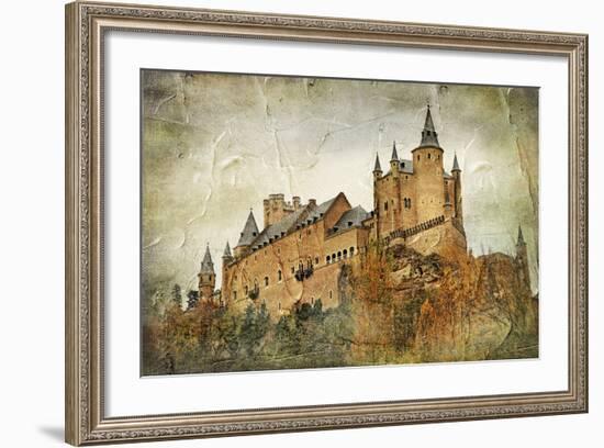 Medieval Castle Alcazar, Segovia,Spain- Picture In Paintig Style-Maugli-l-Framed Art Print