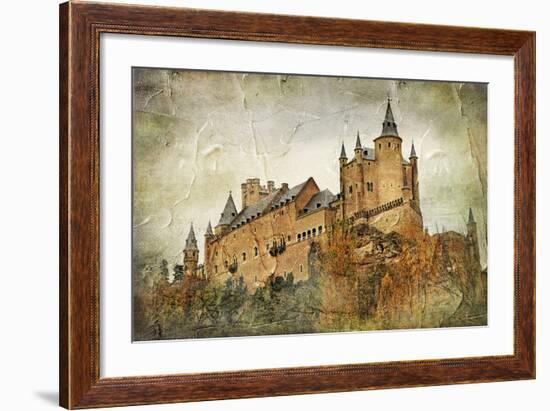 Medieval Castle Alcazar, Segovia,Spain- Picture In Paintig Style-Maugli-l-Framed Art Print