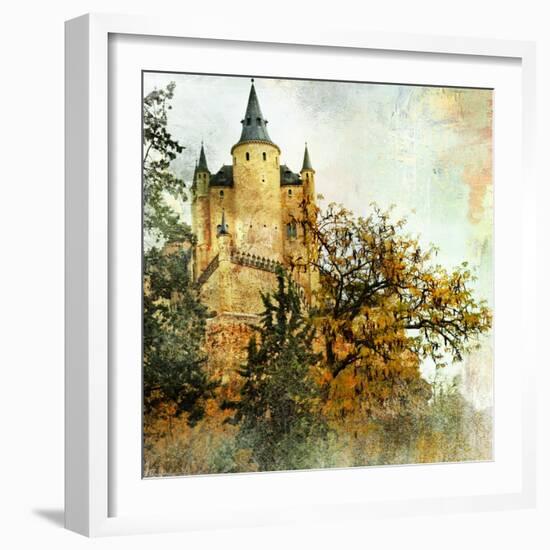 Medieval Castle Alcazar, Segovia,Spain- Picture In Painting Style-Maugli-l-Framed Art Print