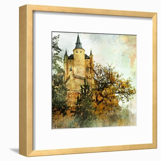 Medieval Castle Alcazar, Segovia,Spain- Picture In Painting Style-Maugli-l-Framed Art Print