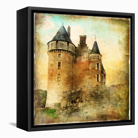 Medieval Castle - Artwork In Painting Style-Maugli-l-Framed Stretched Canvas