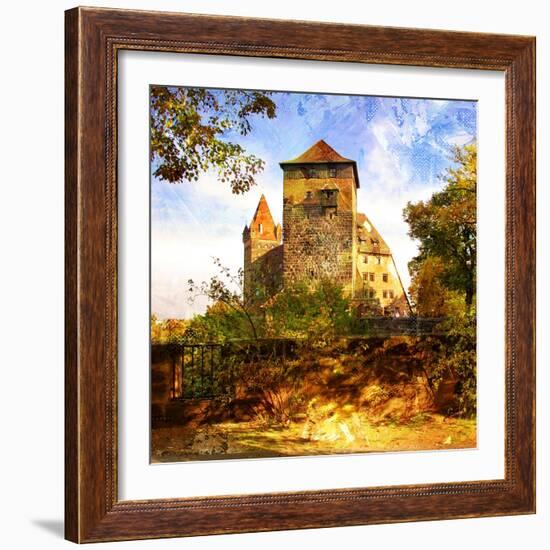 Medieval Castle In Germany - Artwork In Painting Style-Maugli-l-Framed Art Print