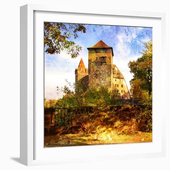 Medieval Castle In Germany - Artwork In Painting Style-Maugli-l-Framed Art Print