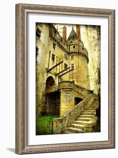 Medieval Castle- Picture In Retro Style-Maugli-l-Framed Art Print