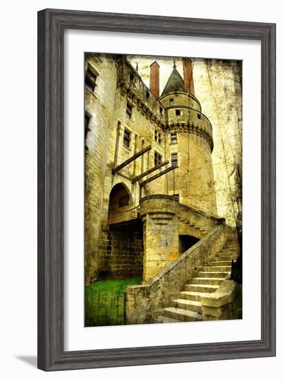 Medieval Castle- Picture In Retro Style-Maugli-l-Framed Art Print