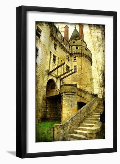 Medieval Castle- Picture In Retro Style-Maugli-l-Framed Art Print