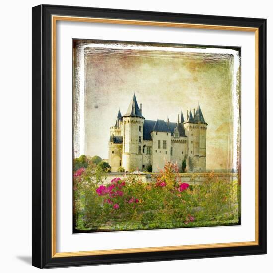 Medieval Castle - Retro Style Picture With Artistic Border-Maugli-l-Framed Art Print