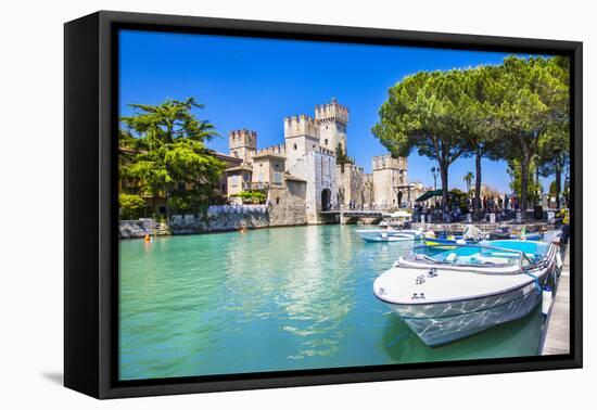 Medieval Castle Scaliger in Old Town Sirmione on Lake Lago Di Ga-Maugli-l-Framed Premier Image Canvas