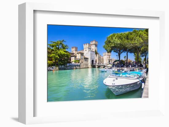 Medieval Castle Scaliger in Old Town Sirmione on Lake Lago Di Ga-Maugli-l-Framed Photographic Print