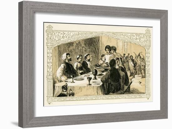 Medieval Christmas feast-Myles Birket Foster-Framed Giclee Print