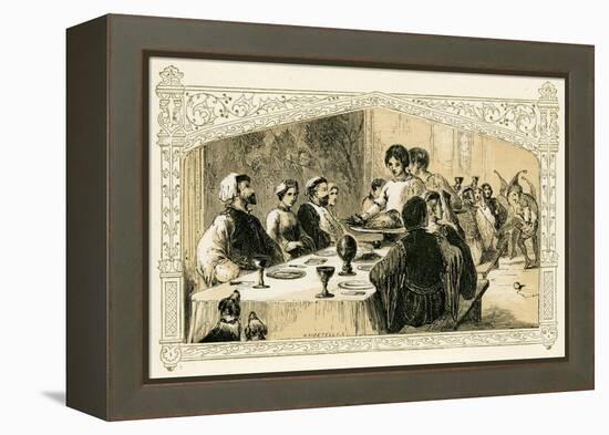 Medieval Christmas feast-Myles Birket Foster-Framed Premier Image Canvas